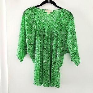 Michael Michael Kors Sheer Green/white pattern top